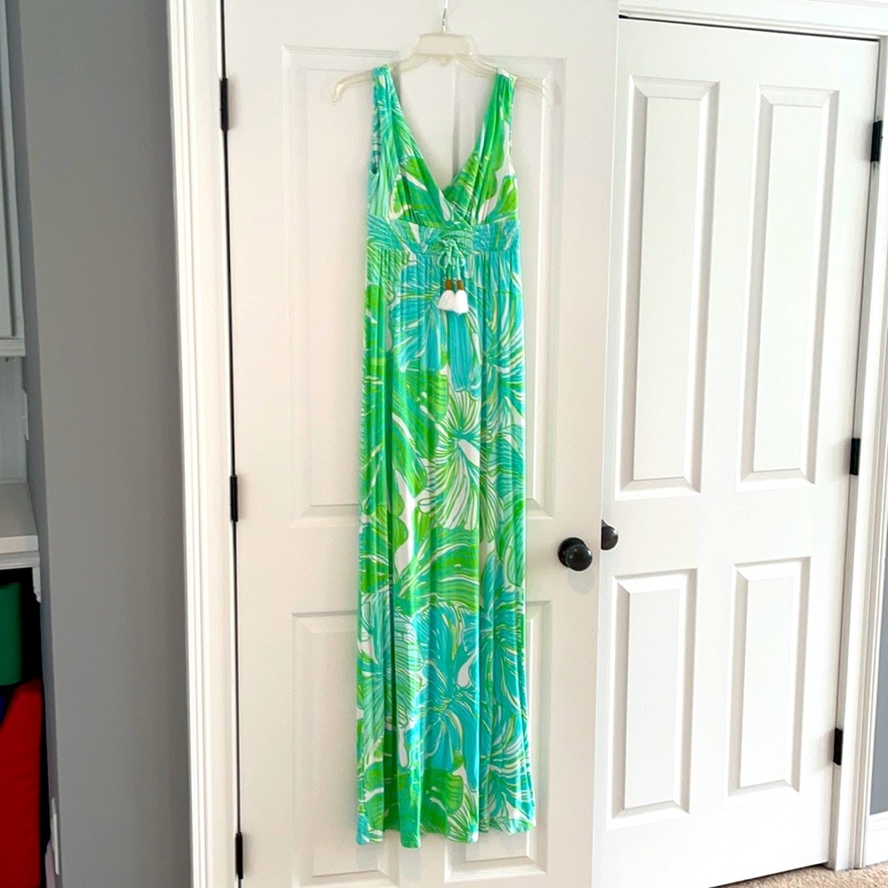 Lilly Pulitzer Maxi dress XS Blue, white, green